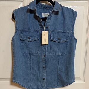 Universals Thread 90s inspired Sleeveless Button-Up Denim Shirt - NWT